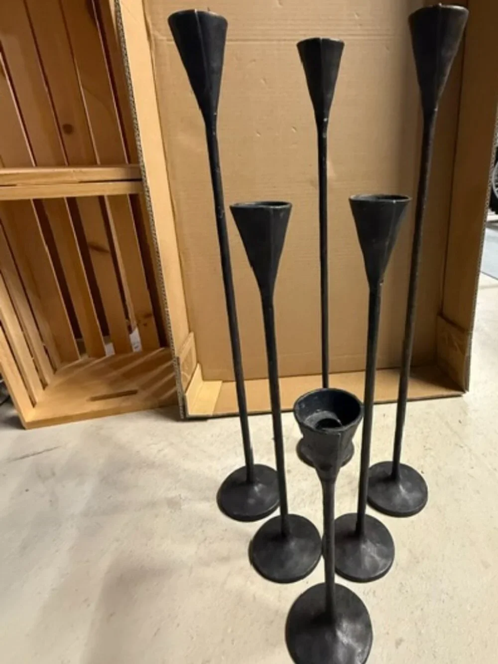 Pottery Barn Petaluma Bronze Rustic Candle Stick Holders 6 Pieces